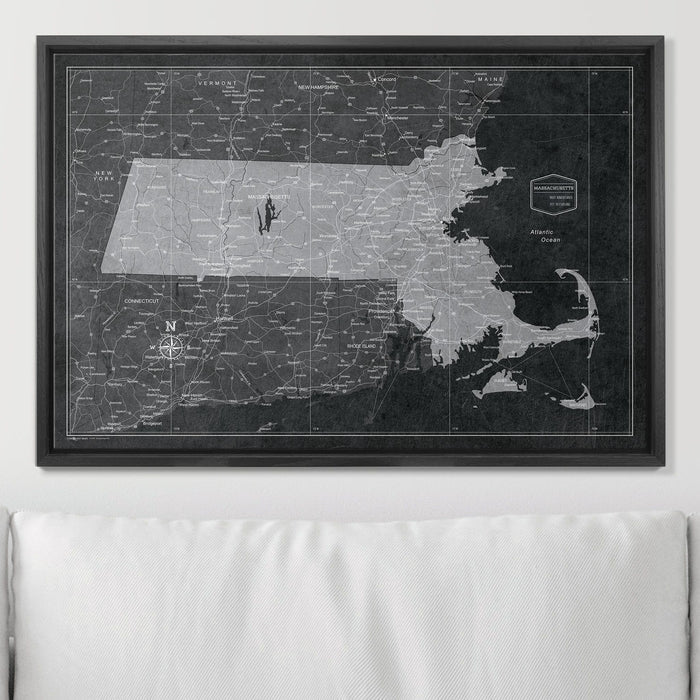 Push Pin Massachusetts Map (Pin Board) - Modern Slate CM Pin Board