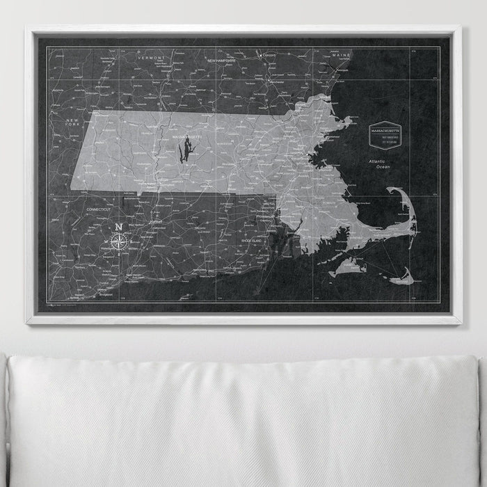 Push Pin Massachusetts Map (Pin Board) - Modern Slate CM Pin Board