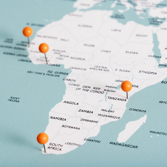 Push Pin Mini World Map - Prism Color Series - Mountain Mist CM Mini Map