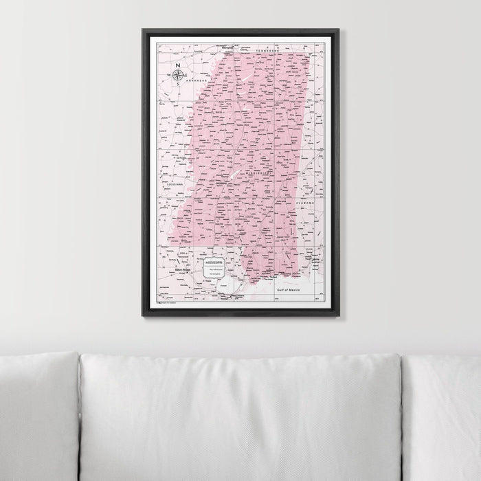 Push Pin Mississippi Map (Pin Board) - Pink Color Splash CM Pin Board