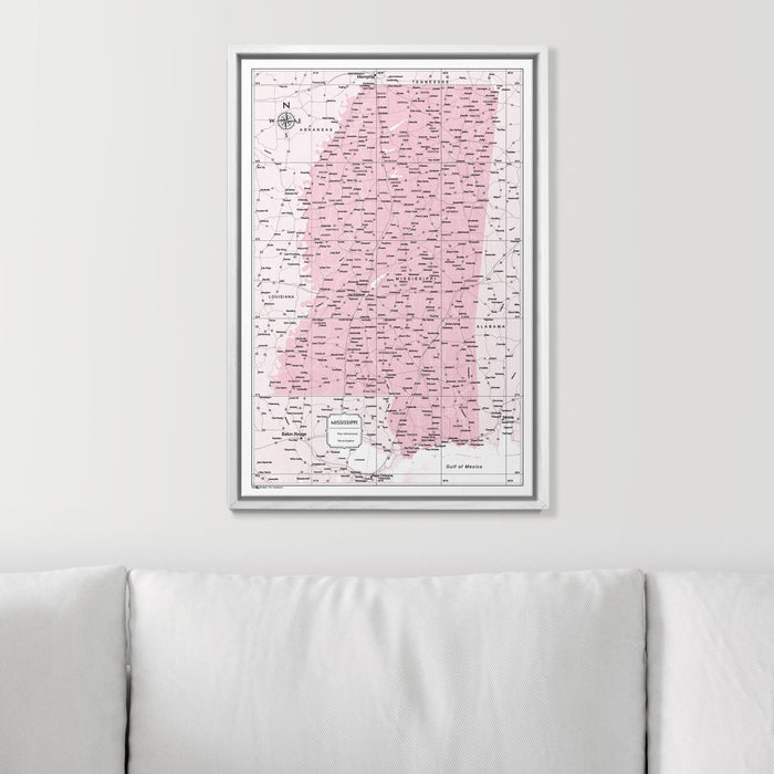 Push Pin Mississippi Map (Pin Board) - Pink Color Splash CM Pin Board