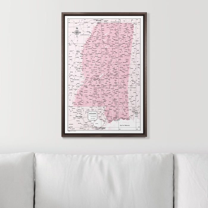 Push Pin Mississippi Map (Pin Board) - Pink Color Splash CM Pin Board