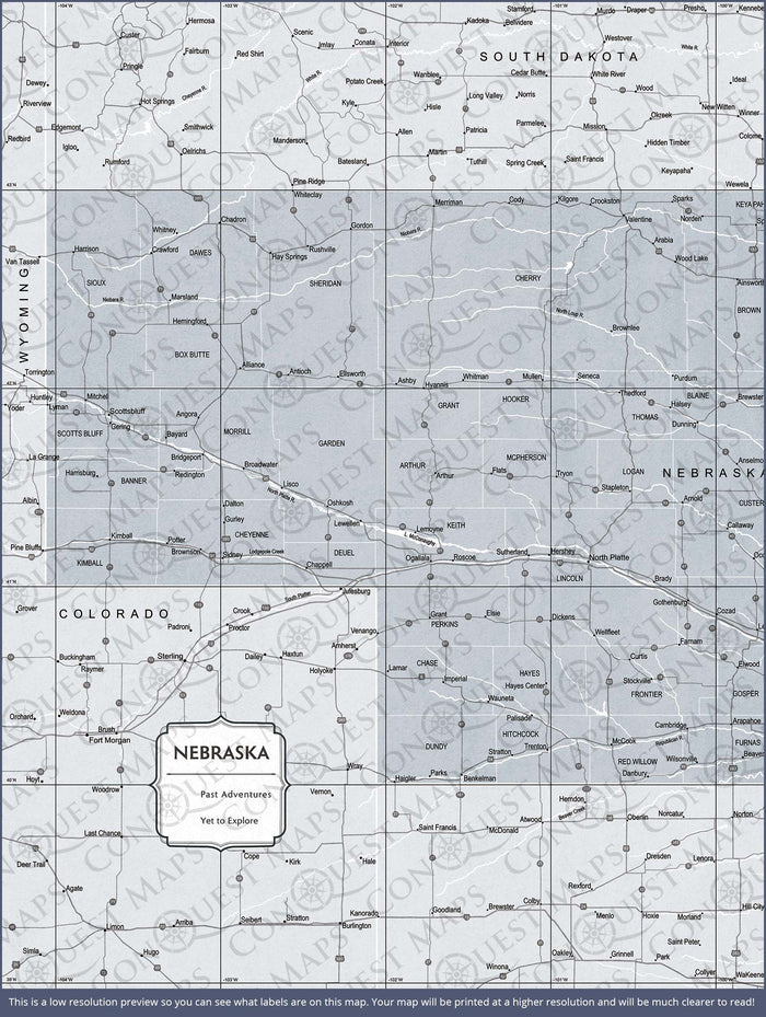 Push Pin Nebraska Map (Pin Board) - Light Gray Color Splash CM Pin Board