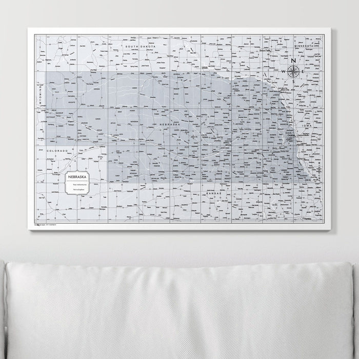 Push Pin Nebraska Map (Pin Board) - Light Gray Color Splash CM Pin Board