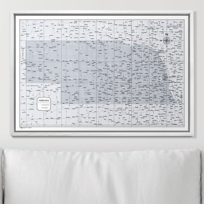 Push Pin Nebraska Map (Pin Board) - Light Gray Color Splash CM Pin Board