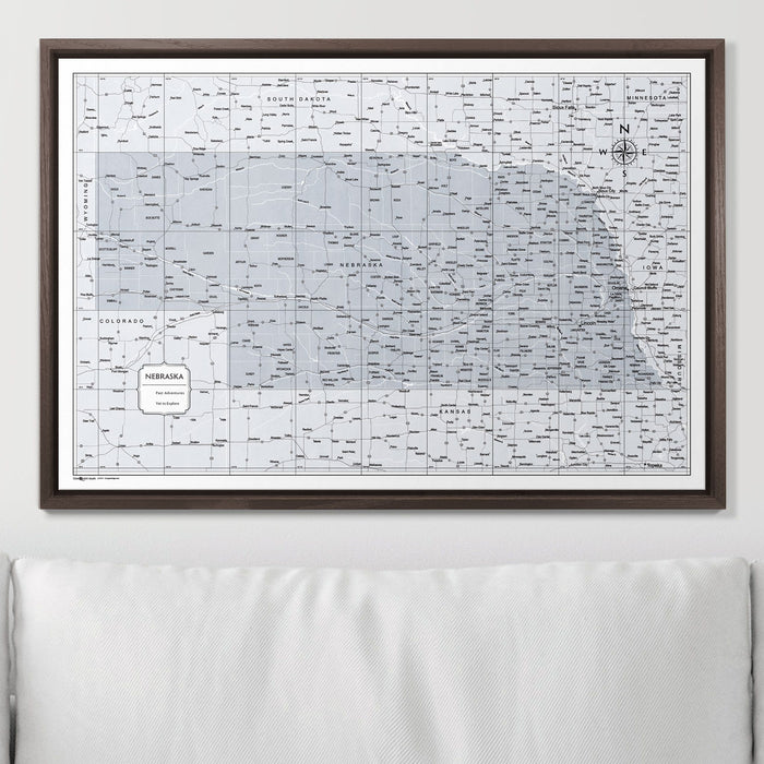 Push Pin Nebraska Map (Pin Board) - Light Gray Color Splash CM Pin Board
