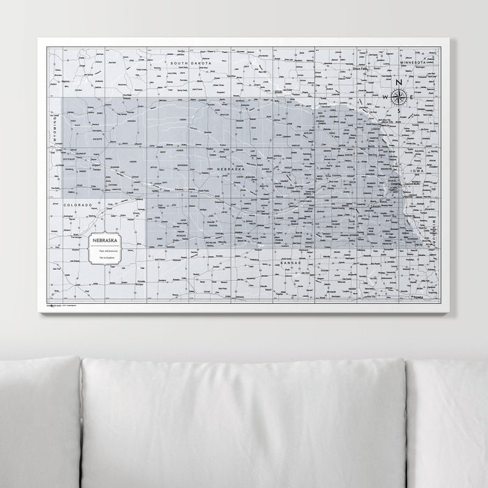 Push Pin Nebraska Map (Pin Board) - Light Gray Color Splash CM Pin Board