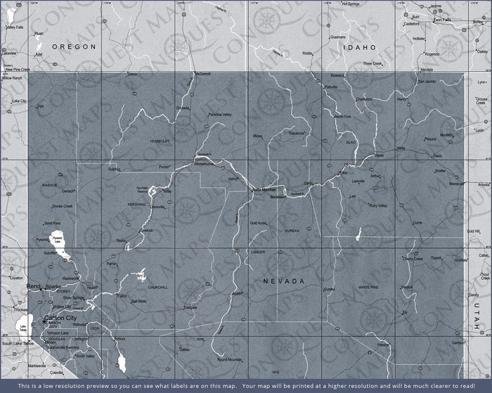 Push Pin Nevada Map (Pin Board) - Dark Gray Color Splash CM Pin Board