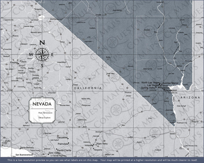 Push Pin Nevada Map (Pin Board) - Dark Gray Color Splash CM Pin Board