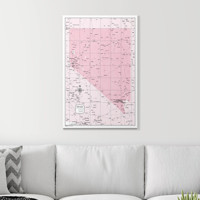 Push Pin Nevada Map (Pin Board) - Pink Color Splash CM Pin Board