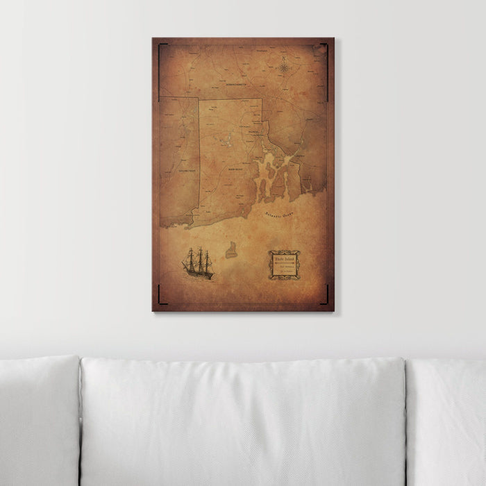 Push Pin Rhode Island Map (Pin Board) - Golden Aged CM Pin Board