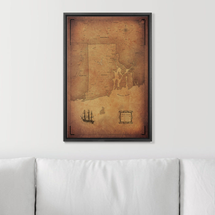 Push Pin Rhode Island Map (Pin Board) - Golden Aged CM Pin Board