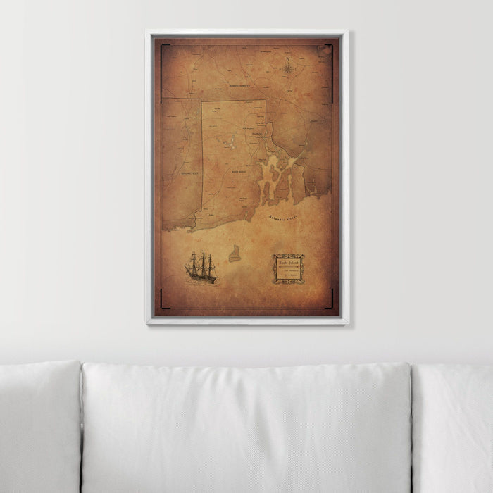 Push Pin Rhode Island Map (Pin Board) - Golden Aged CM Pin Board