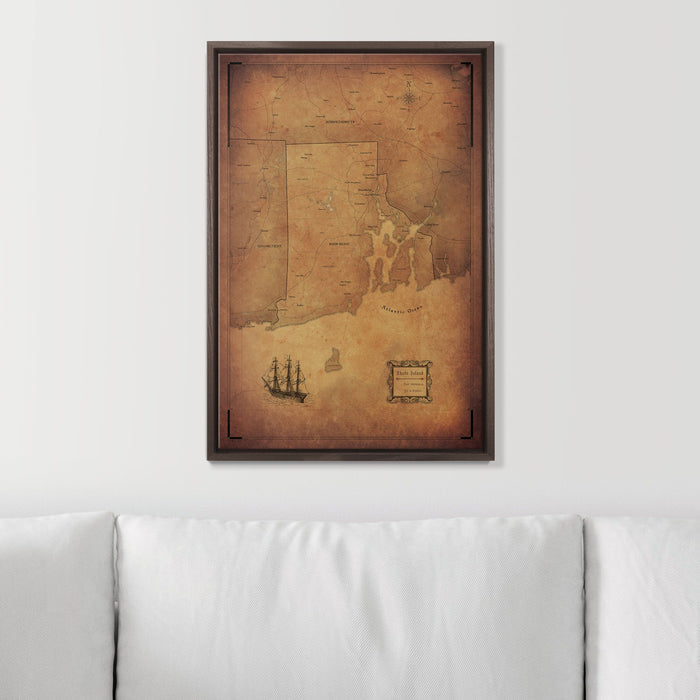 Push Pin Rhode Island Map (Pin Board) - Golden Aged CM Pin Board