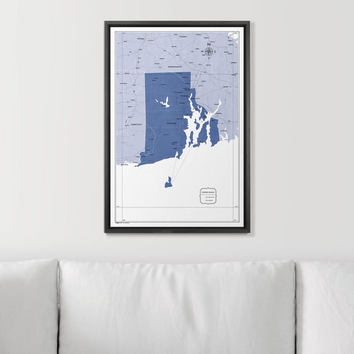 Push Pin Rhode Island Map (Pin Board) - Navy Color Splash CM Pin Board