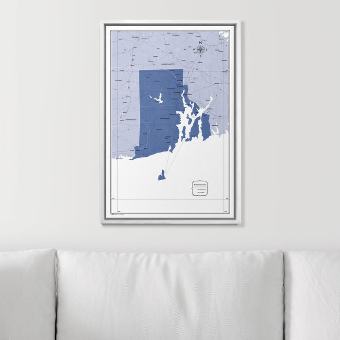 Push Pin Rhode Island Map (Pin Board) - Navy Color Splash CM Pin Board