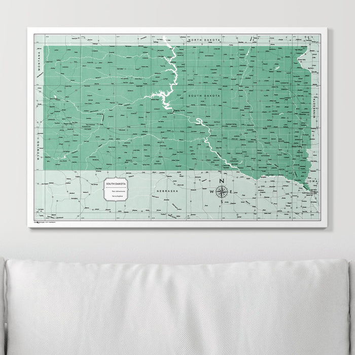 Push Pin South Dakota Map (Pin Board) - Green Color Splash CM Pin Board
