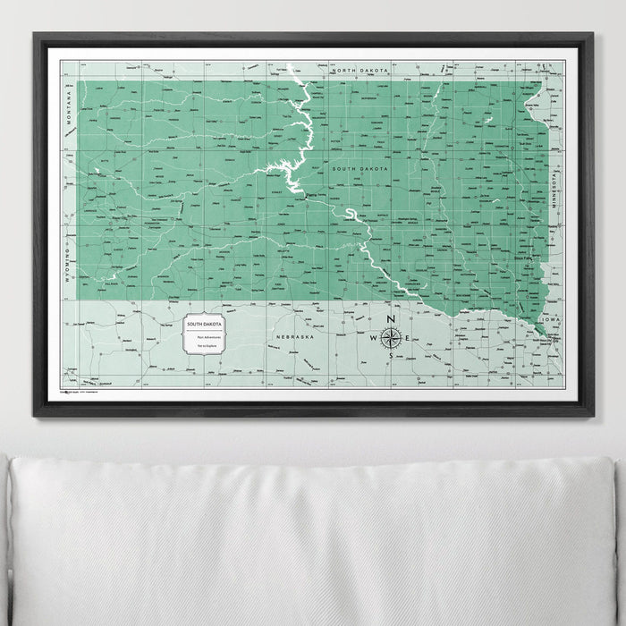 Push Pin South Dakota Map (Pin Board) - Green Color Splash CM Pin Board