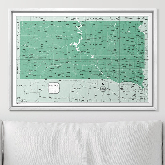 Push Pin South Dakota Map (Pin Board) - Green Color Splash CM Pin Board