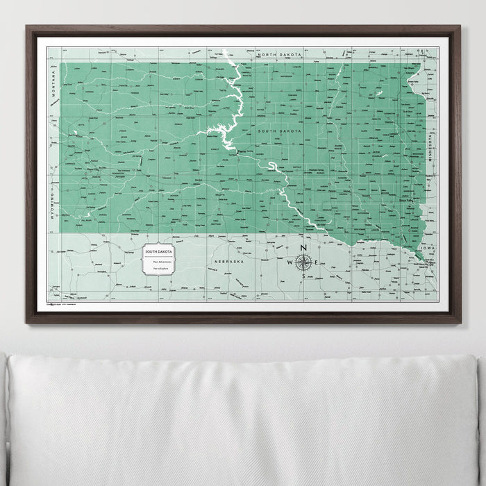 Push Pin South Dakota Map (Pin Board) - Green Color Splash CM Pin Board