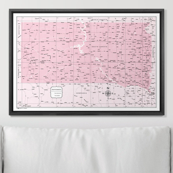 Push Pin South Dakota Map (Pin Board) - Pink Color Splash CM Pin Board