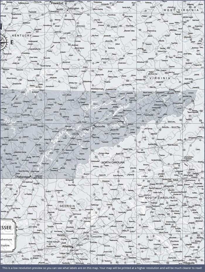 Push Pin Tennessee Map (Pin Board) - Light Gray Color Splash CM Pin Board