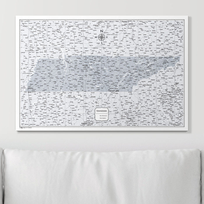Push Pin Tennessee Map (Pin Board) - Light Gray Color Splash CM Pin Board