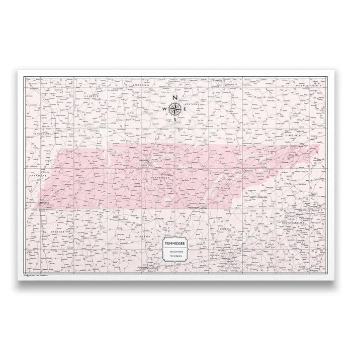 Push Pin Tennessee Map (Pin Board) - Pink Color Splash CM Pin Board