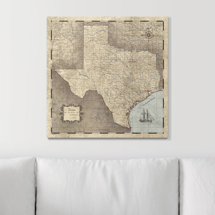 Push Pin Texas Map (Pin Board) - Rustic Vintage CM Pin Board
