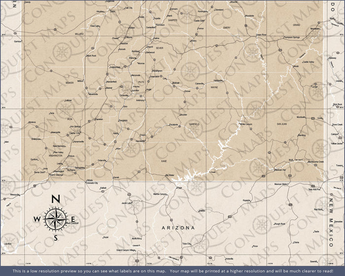 Push Pin Utah Map (Pin Board) - Light Brown Color Splash CM Pin Board