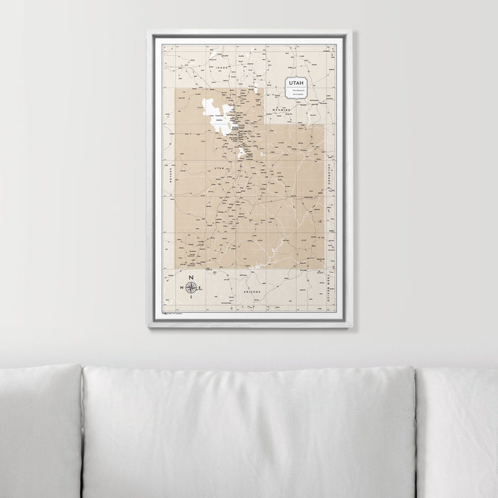 Push Pin Utah Map (Pin Board) - Light Brown Color Splash CM Pin Board