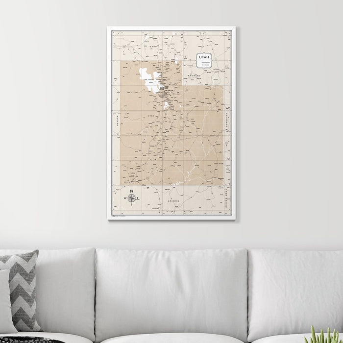 Push Pin Utah Map (Pin Board) - Light Brown Color Splash CM Pin Board