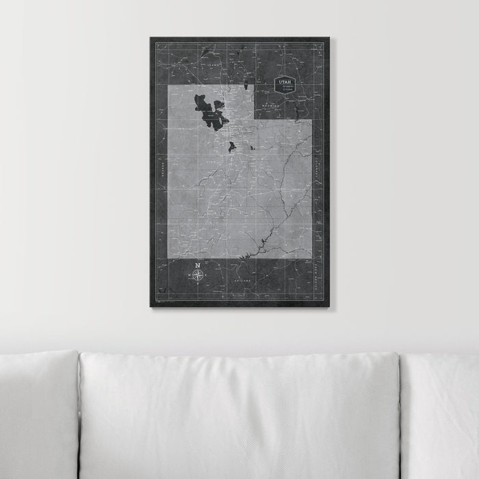 Push Pin Utah Map (Pin Board) - Modern Slate CM Pin Board