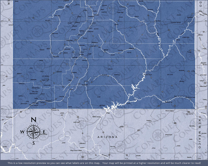 Push Pin Utah Map (Pin Board) - Navy Color Splash CM Pin Board