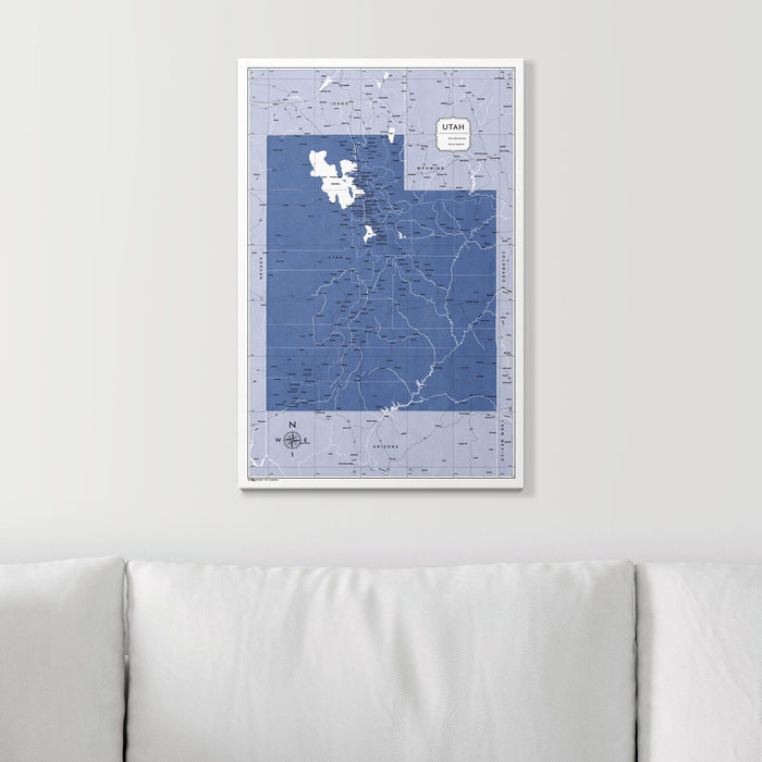 Push Pin Utah Map (Pin Board) - Navy Color Splash CM Pin Board