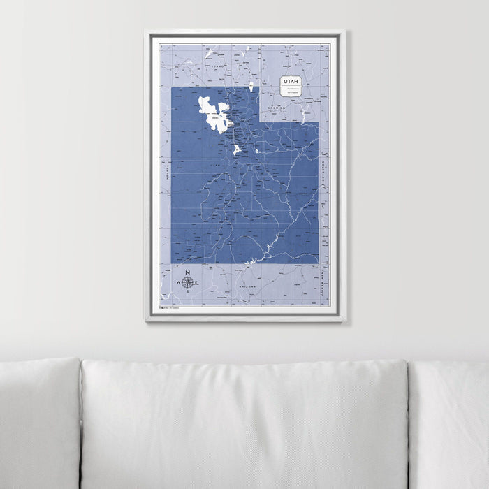Push Pin Utah Map (Pin Board) - Navy Color Splash CM Pin Board