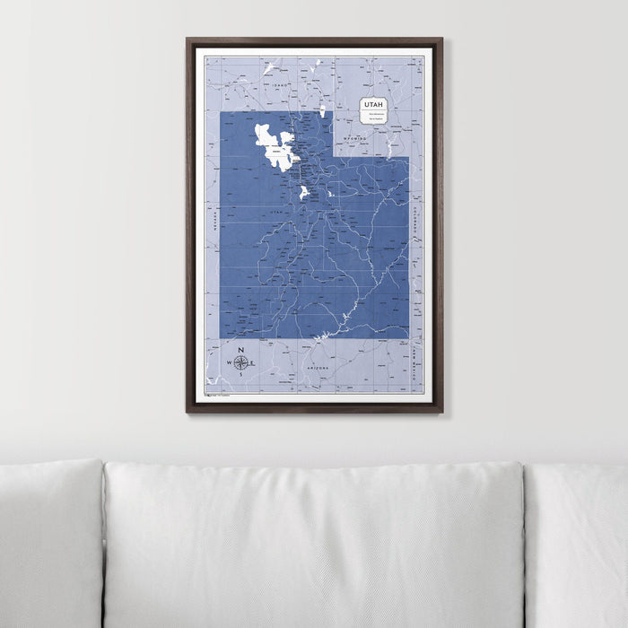 Push Pin Utah Map (Pin Board) - Navy Color Splash CM Pin Board