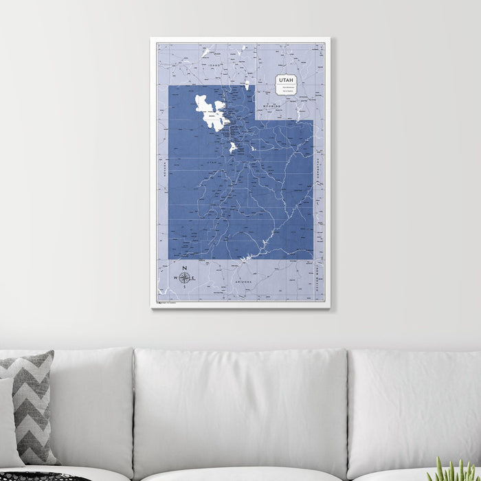 Push Pin Utah Map (Pin Board) - Navy Color Splash CM Pin Board