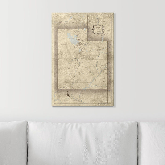 Push Pin Utah Map (Pin Board) - Rustic Vintage CM Pin Board