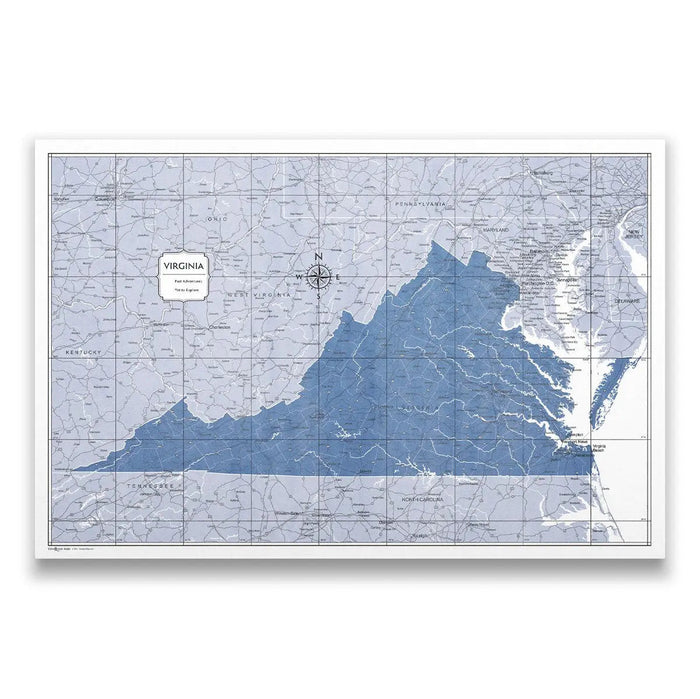 Push Pin Virginia Map (Pin Board) - Navy Color Splash CM Pin Board