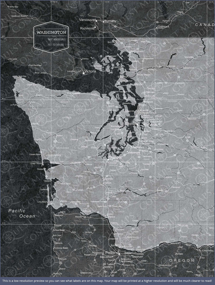 Push Pin Washington Map (Pin Board) - Modern Slate CM Pin Board
