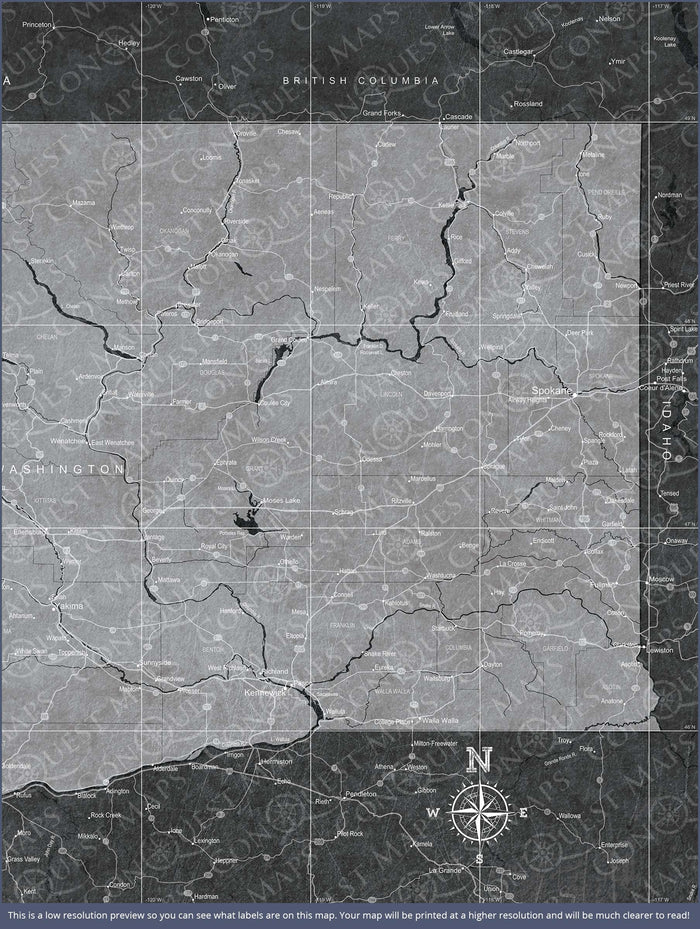 Push Pin Washington Map (Pin Board) - Modern Slate CM Pin Board