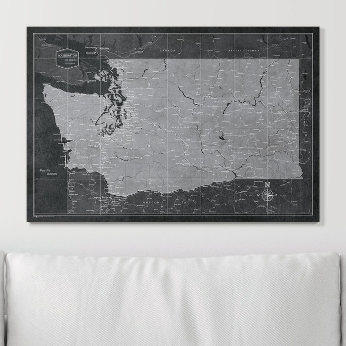 Push Pin Washington Map (Pin Board) - Modern Slate CM Pin Board