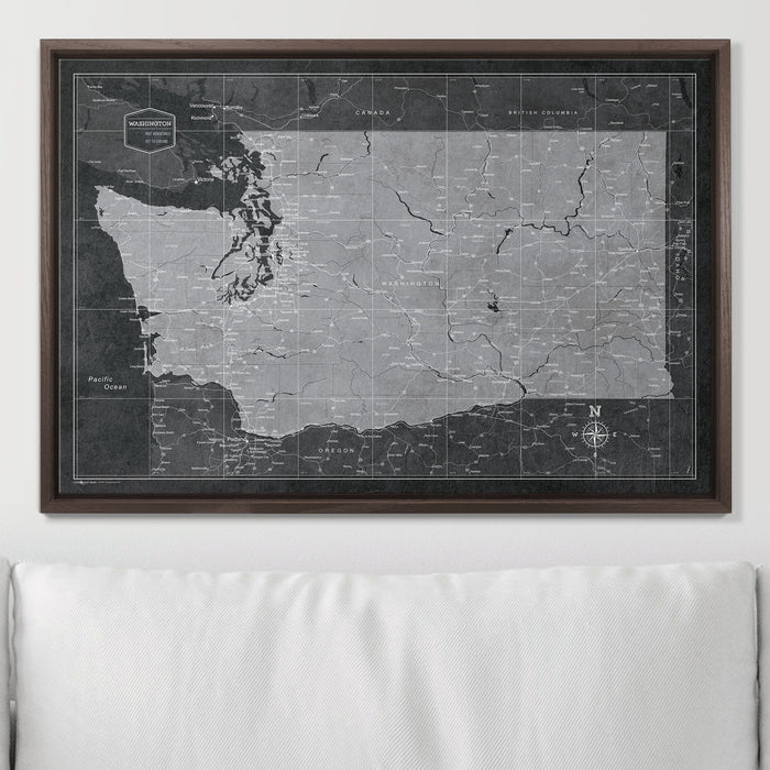 Push Pin Washington Map (Pin Board) - Modern Slate CM Pin Board