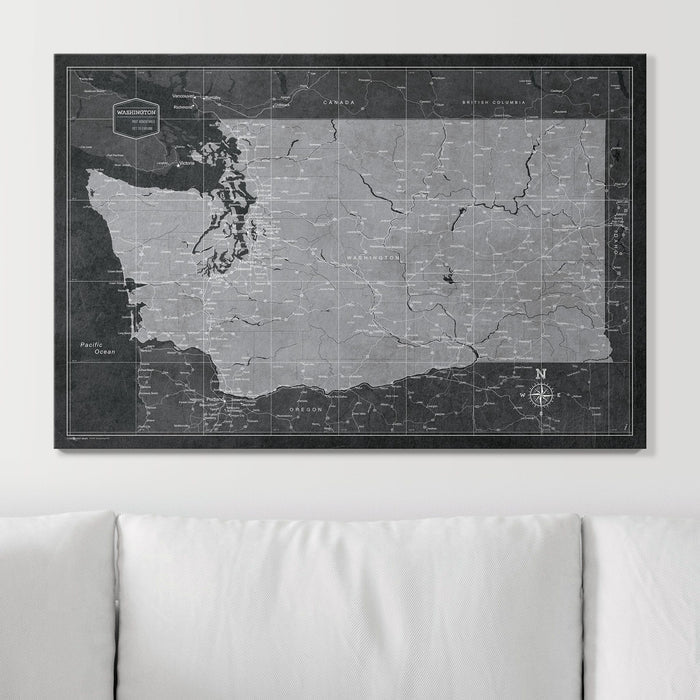 Push Pin Washington Map (Pin Board) - Modern Slate CM Pin Board