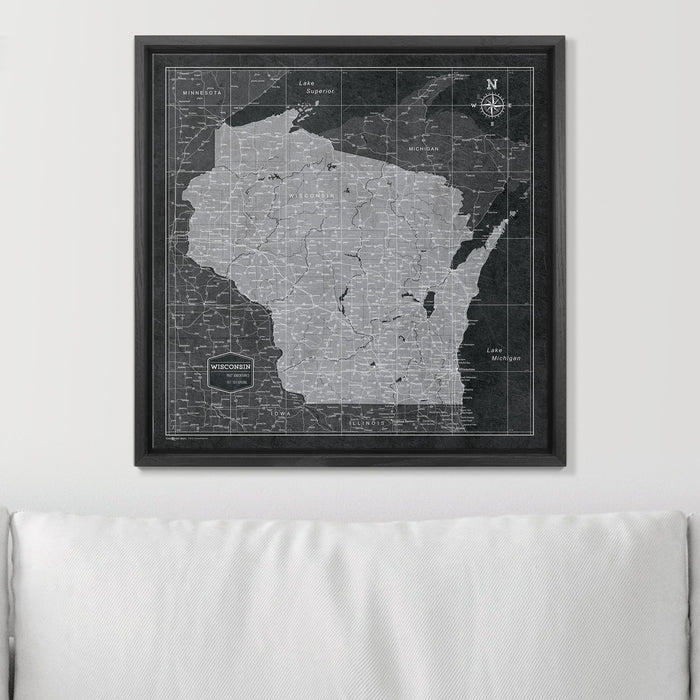 Push Pin Wisconsin Map (Pin Board) - Modern Slate CM Pin Board