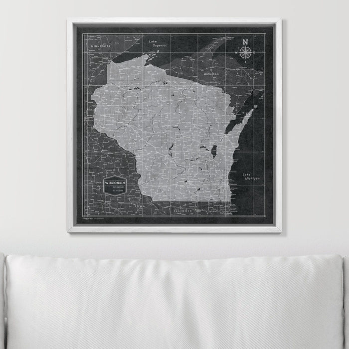 Push Pin Wisconsin Map (Pin Board) - Modern Slate CM Pin Board