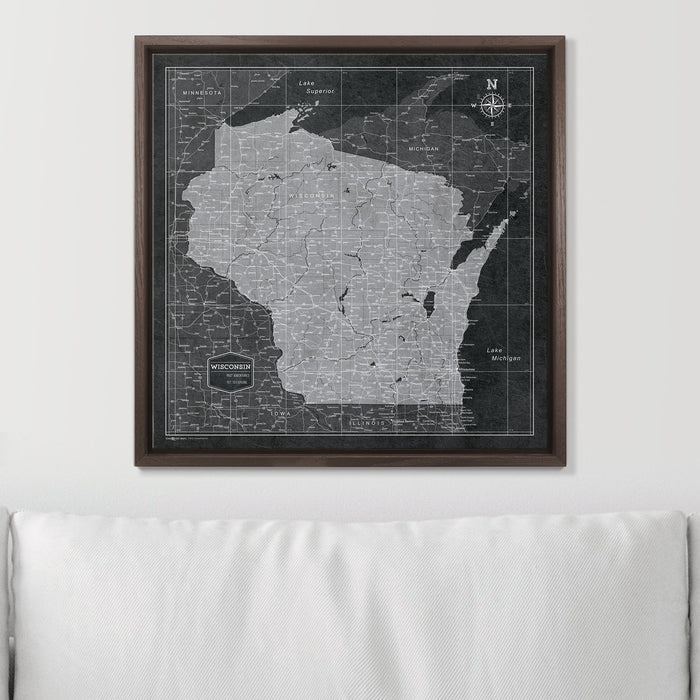 Push Pin Wisconsin Map (Pin Board) - Modern Slate CM Pin Board