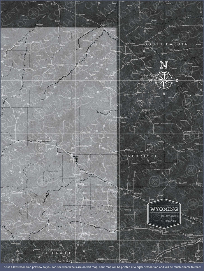 Push Pin Wyoming Map (Pin Board) - Modern Slate CM Pin Board