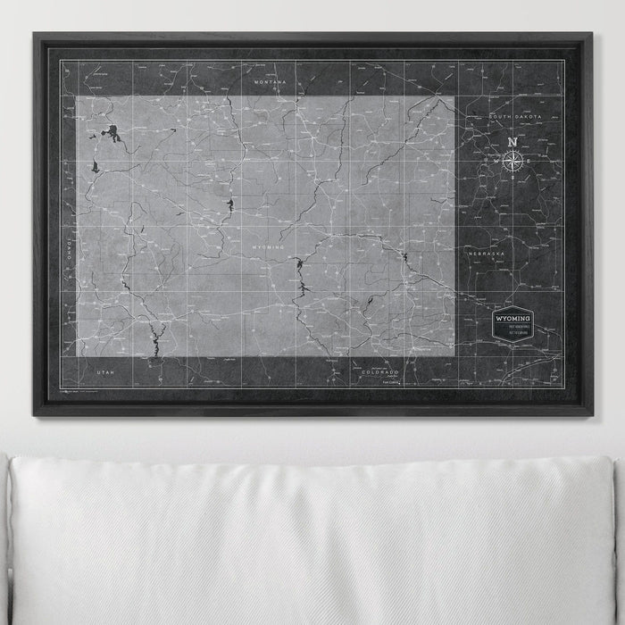 Push Pin Wyoming Map (Pin Board) - Modern Slate CM Pin Board